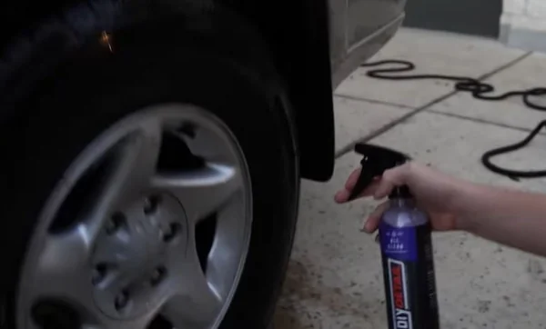 Detailing chemicals and supplies staged ahead of an Oakland Mobile Detailing appointment