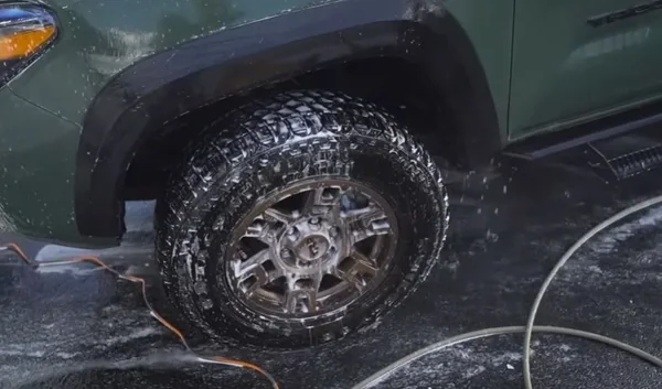 Wheel and tyre decontamination during an exterior car detailing appointment in Oakland